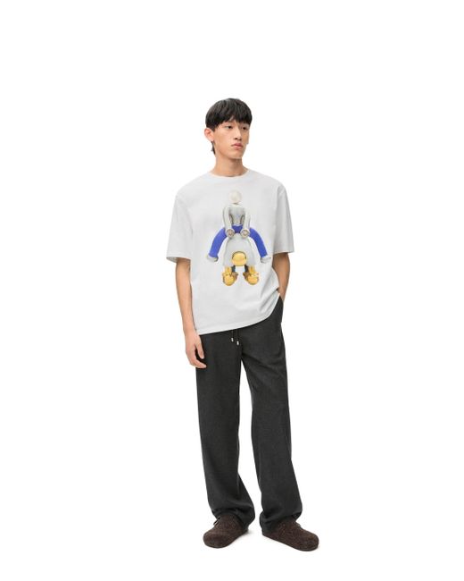Loewe White Loose Fit T-shirt In Cotton for men