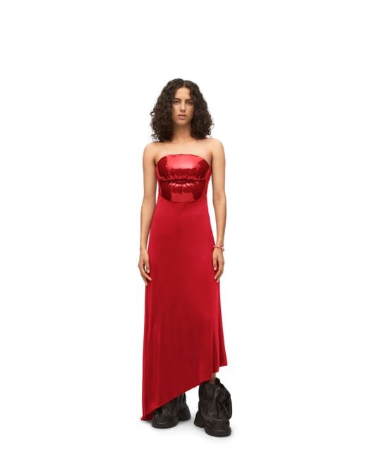 Loewe Red Bustier Dress In Stretch Jersey