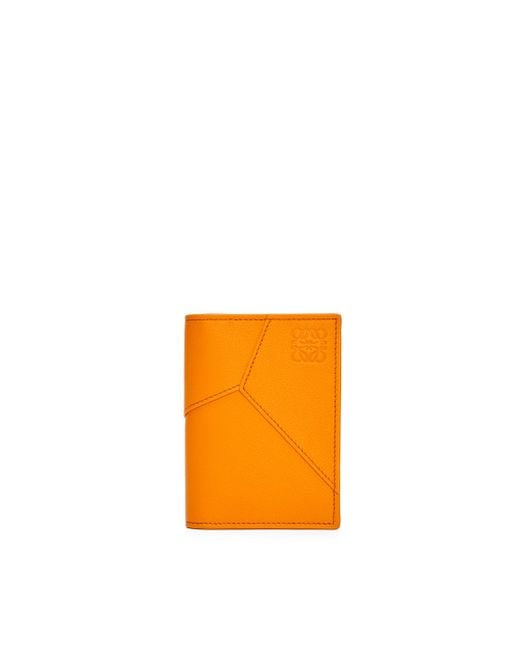 Loewe Orange Puzzle Bifold Cardholder In Classic Calfskin for men
