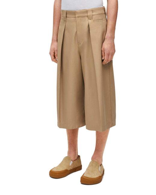 Loewe Natural Luxury Pleated Shorts In Cotton for men