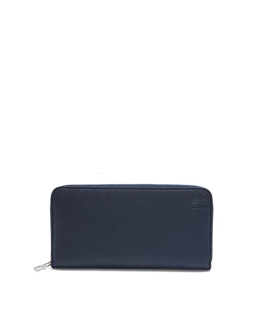 Loewe Blue Luxury Zip Around Wallet In Soft Grained Calfskin for men