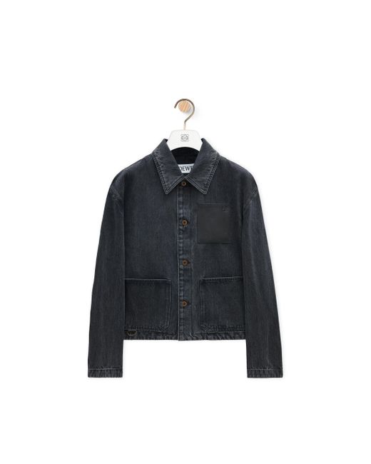 Loewe Black Luxury Workwear Jacket In Denim For for men