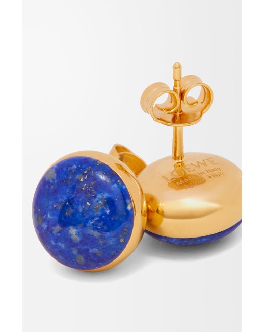 Pendientes De Botón Anagram Pebble En Plata De Ley Y Lapislázuli Mujer Loewe de color Blue