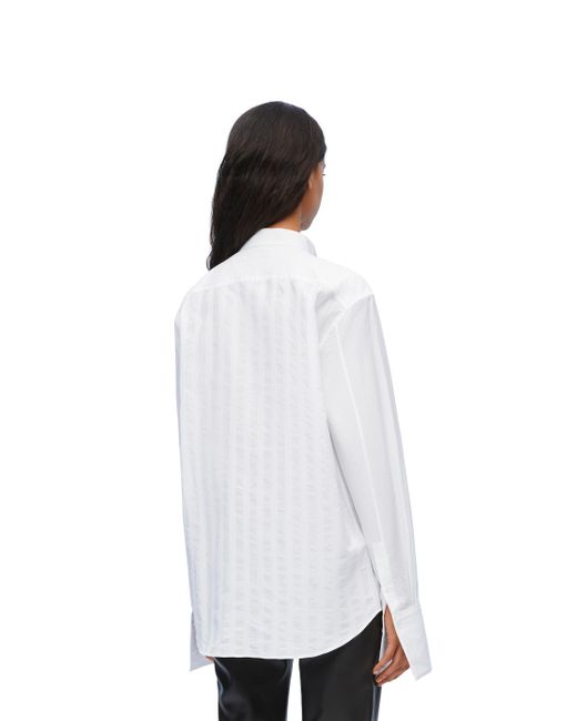 Loewe White Pleated Striped Cotton-poplin Shirt