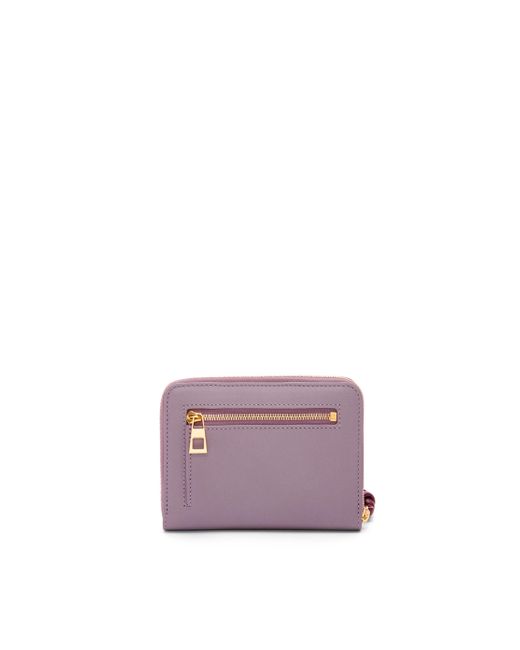 Loewe Purple Luxury Knot Compact Zip Around Wallet In Shiny Nappa Calfskin