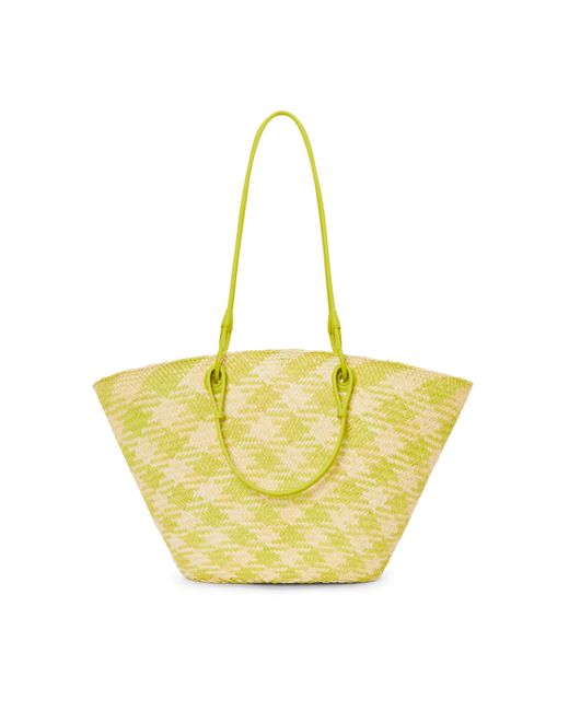 Loewe Yellow Anagram Basket Bag In Iraca Palm And Calfskin