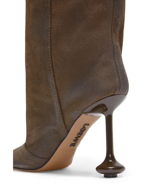 Loewe Natural Luxury Toy Over The Knee Boot In Waxed Suede For