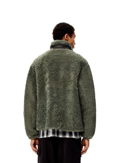 Loewe Leather Luxury Jacket In Nappa And Shearling For Men in Sage ...
