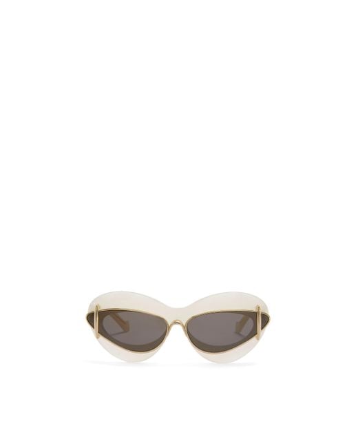 Loewe White Luxury Cateye Double Frame Sunglasses In Acetate And Metal For