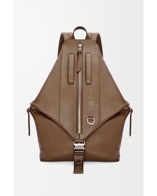 Mochila Convertible En Piel De Cuero Hombre Loewe de hombre de color Brown