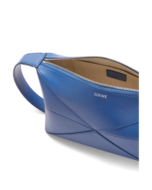 Loewe Blue Puzzle Fold Wash Bag In Shiny Calfskin for men