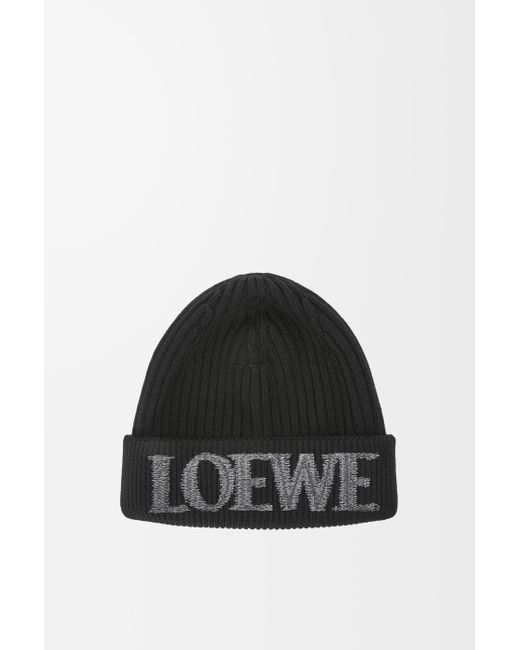 Loewe Black Luxury Beanie In Wool For