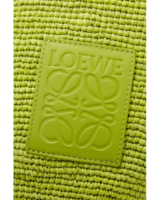 Loewe Green Mini Slit Bag In Raffia And Calfskin