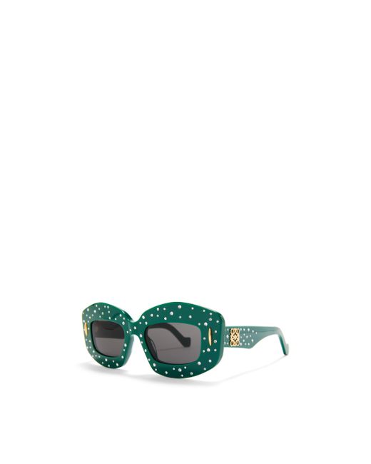 Loewe Green Smooth Pavé Screen Sunglasses In Acetate