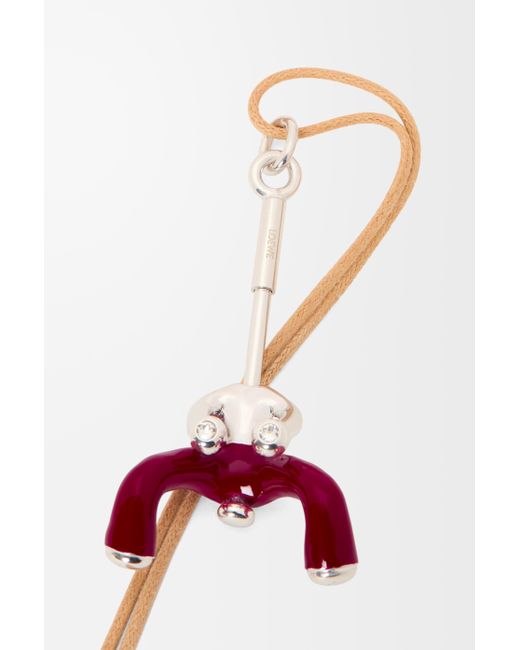 Loewe White Seated Acrobat Pendant In Sterling Silver And Crystals