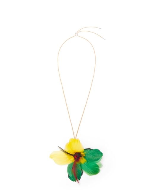 Loewe Multicolor Hibiscus Necklace In Feathers And Brass