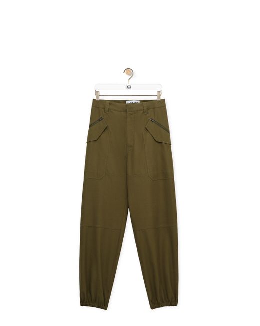 Loewe Green Luxury Cargo Trousers In Cotton for men