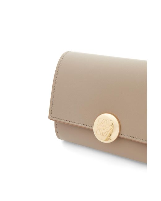 Loewe White Luxury Pebble Small Vertical Wallet In Shiny Nappa Calfskin For