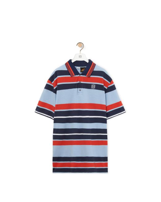 Loewe Blue Oversized Fit Polo In Cotton And Linen for men