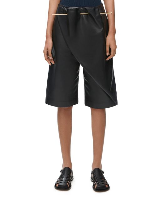 Loewe Black Pin Shorts In Nappa Lambskin