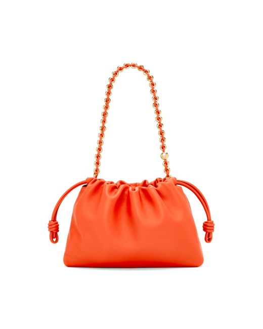 Loewe Orange Medium Flamenco Purse In Mellow Nappa Lambskin