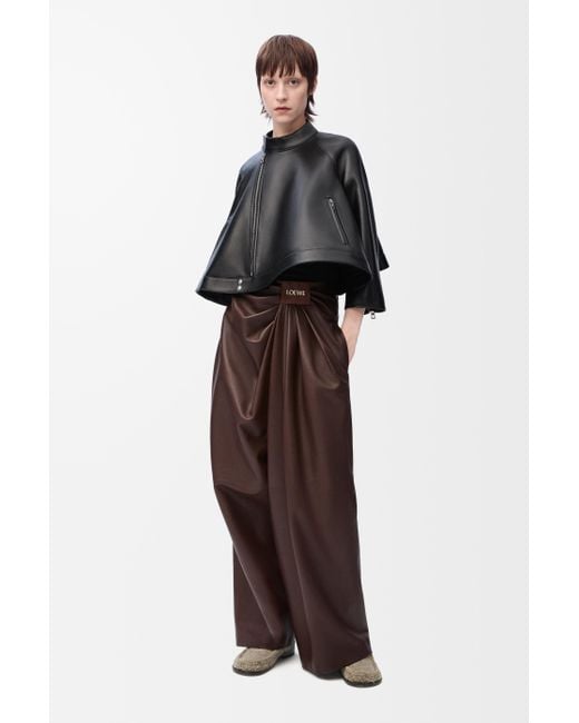 Pantalón Drapeado En Piel Napa De Cordero Mujer Loewe de color Multicolor