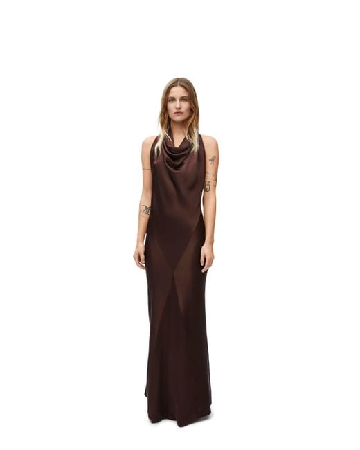 Loewe Brown Luxury Scarf Dress In Silk For