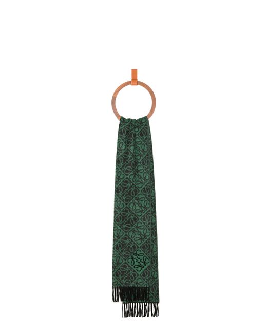 Loewe Green Anagram Scarf In Wool And Cashmere