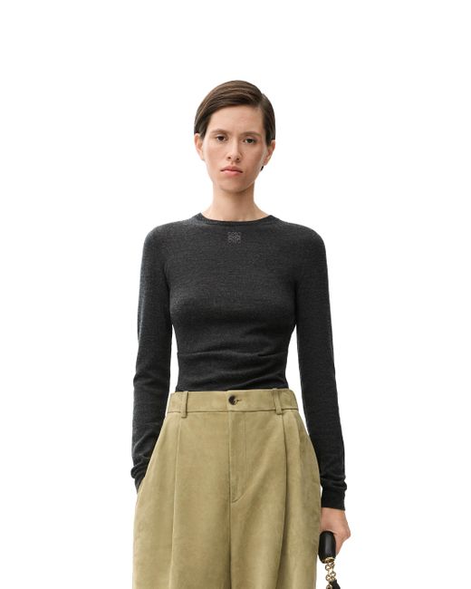 Loewe Metallic Draped Sweater In Cashmere And Silk