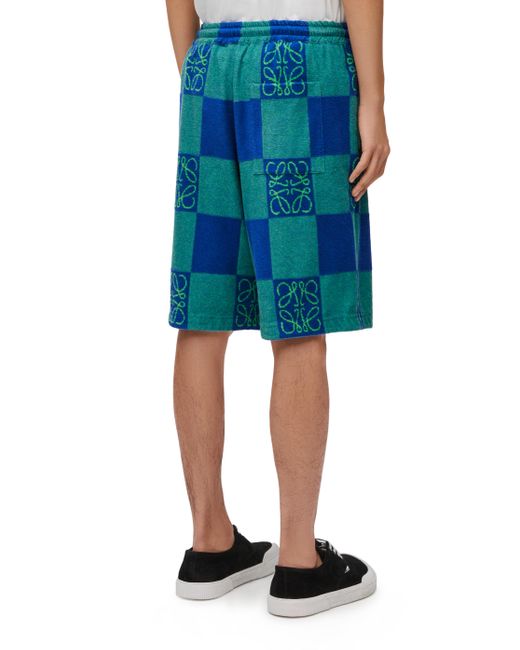 Loewe Blue Shorts In Terry Cotton Jacquard for men