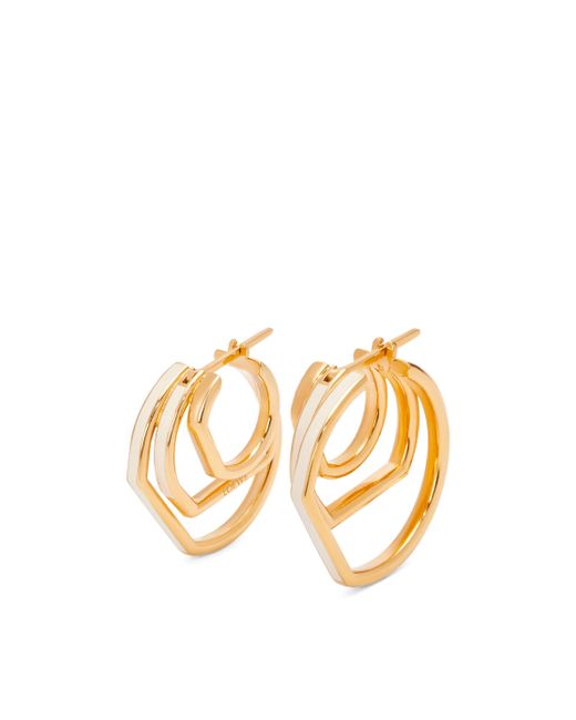 Loewe Metallic Luxury Stacked Hoop Earrings In Sterling Silver And Enamel