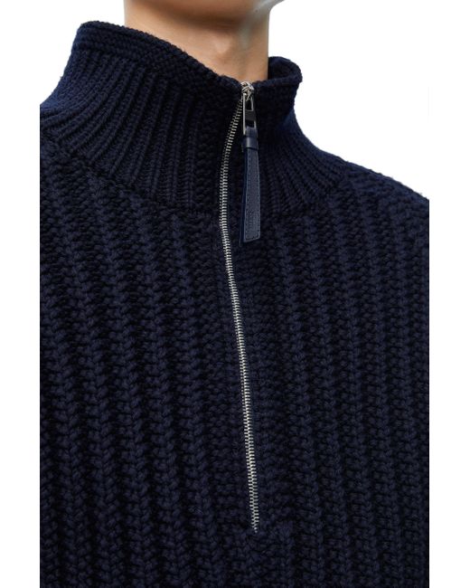 Loewe Blue Zip-up Sweater In Wool for men