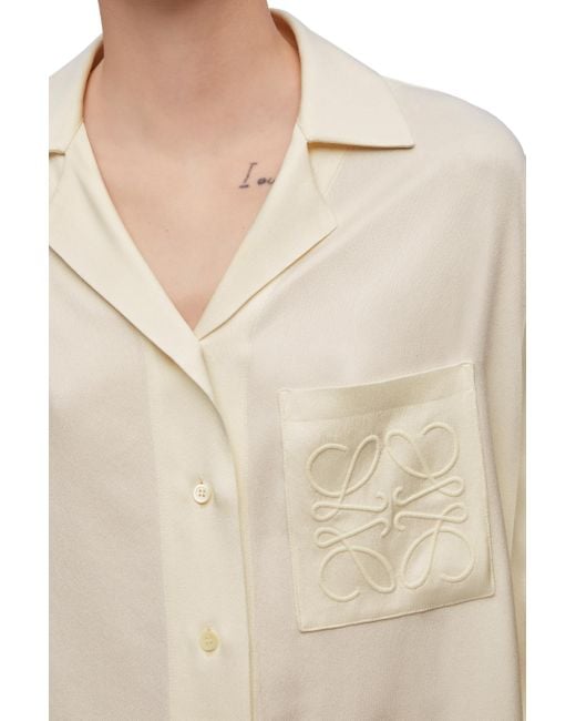 Loewe White Luxury Pyjama Blouse In Silk For