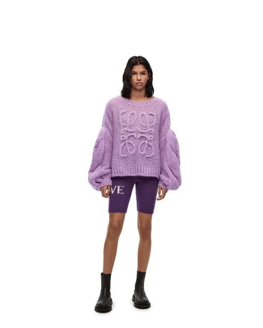 Loewe Purple Anagram Sweater In Mohair