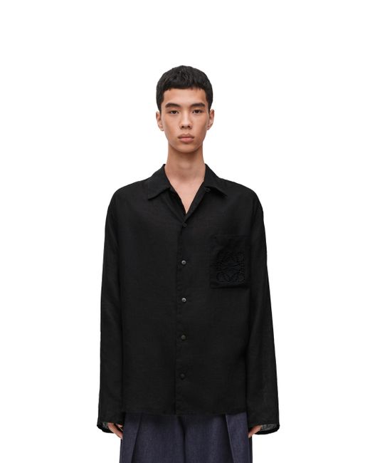Loewe Black Luxury Shirt In Linen for men