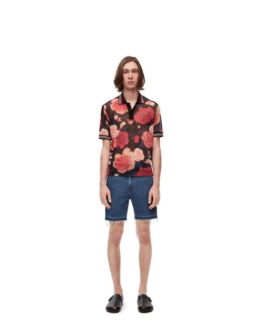 Loewe Red Roses Polo In Technical Mesh for men