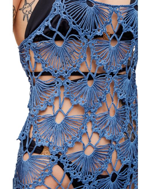Loewe Blue Luxury Crochet Dress In Cotton