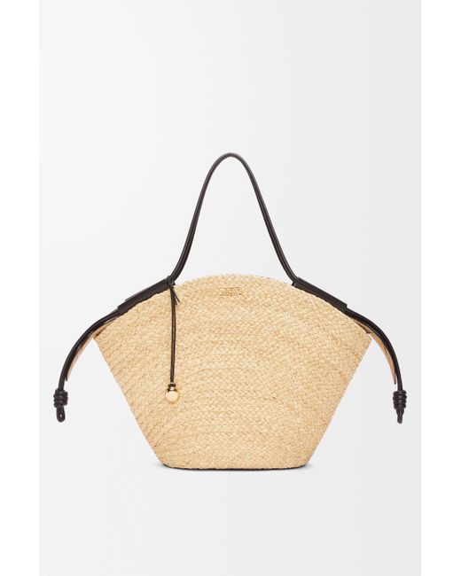 Bolso Capazo Paseo Grande En Rafia Y Piel Napa De Cuero Mujer Loewe de color Natural