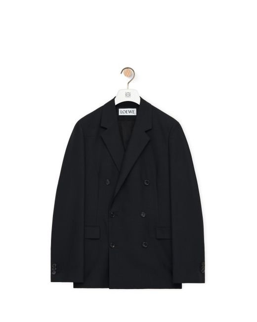 Loewe Black Luxury Double Breasted Jacket In Wool And Mohair for men