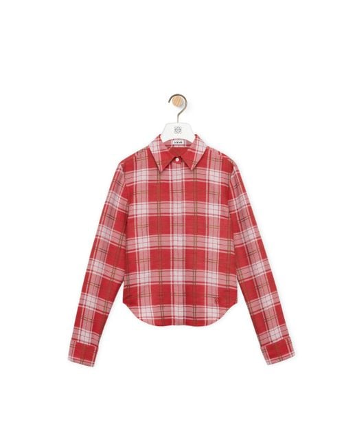 Loewe Red Luxury Shirt In Cotton And Silk For