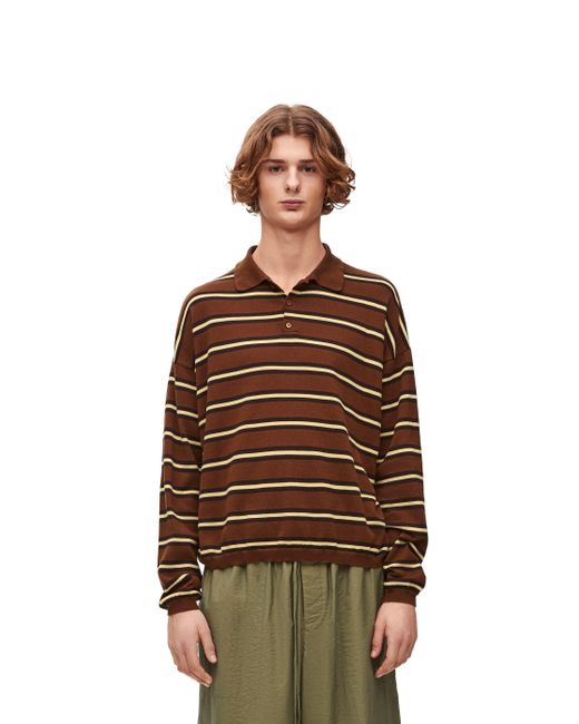 Loewe Brown Luxury Polo Sweater In Cotton for men