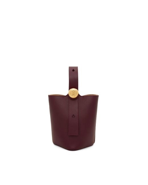 Loewe Red Luxury Mini Pebble Bucket Bag In Mellow Calfskin