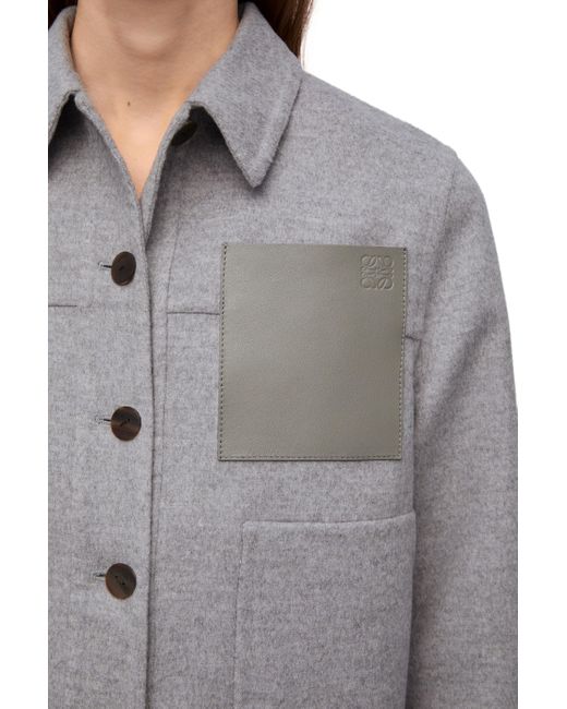 Loewe Blue Luxury Workwear Jacket In Wool And Cashmere For