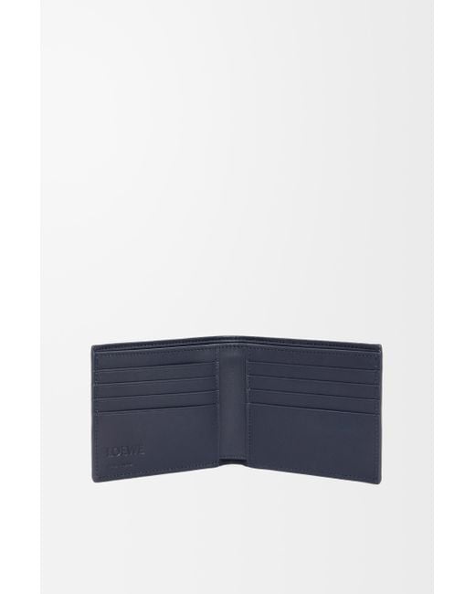 Loewe Blue Luxury Bifold Wallet In Textured Classic Calfskin for men
