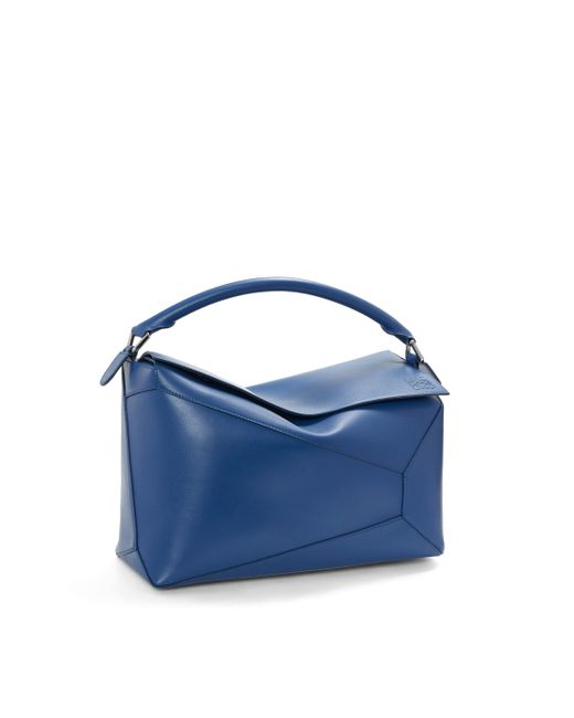 Loewe Blue Large Puzzle Bag In Shiny Calfskin for men