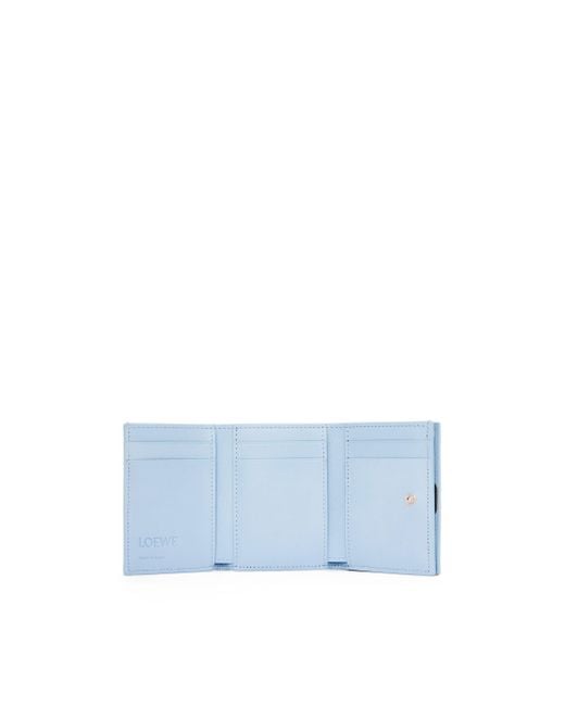 Loewe Blue Anagram Trifold Wallet In Pebble Grain Calfskin