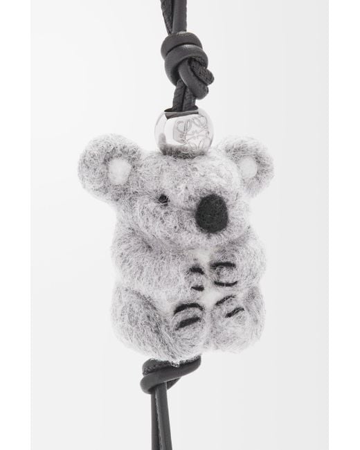 Loewe Luxury Koala Charm In Felt And Calfskin in Gray | Lyst