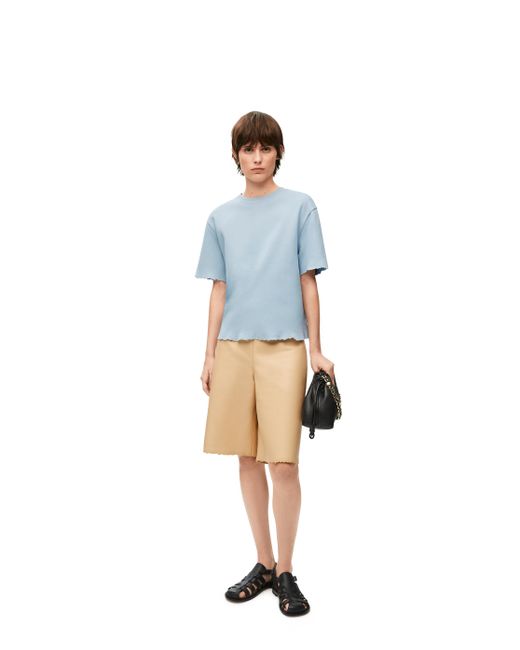 Loewe Blue Luxury Boxy Fit T-shirt In Cotton Blend For