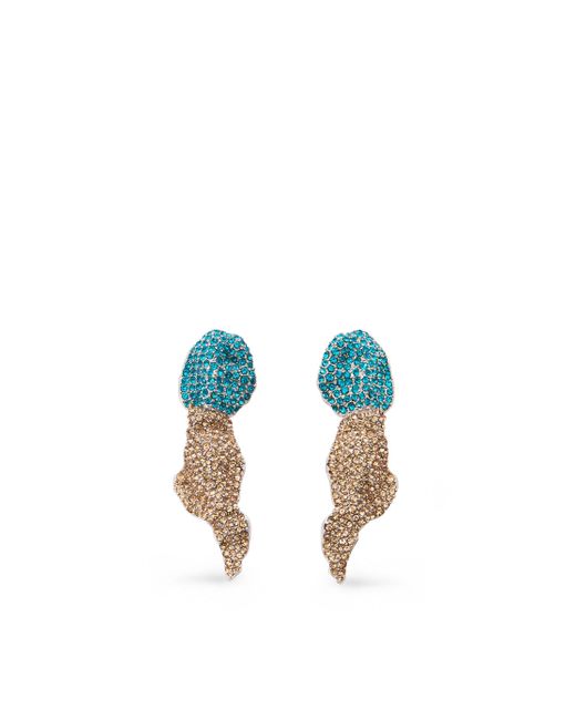 Loewe Blue Glitter Fragment Earrings In Sterling Silver And Crystals