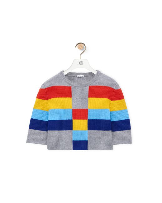 Loewe Gray Striped-pattern Wool-knit Jumper X for men